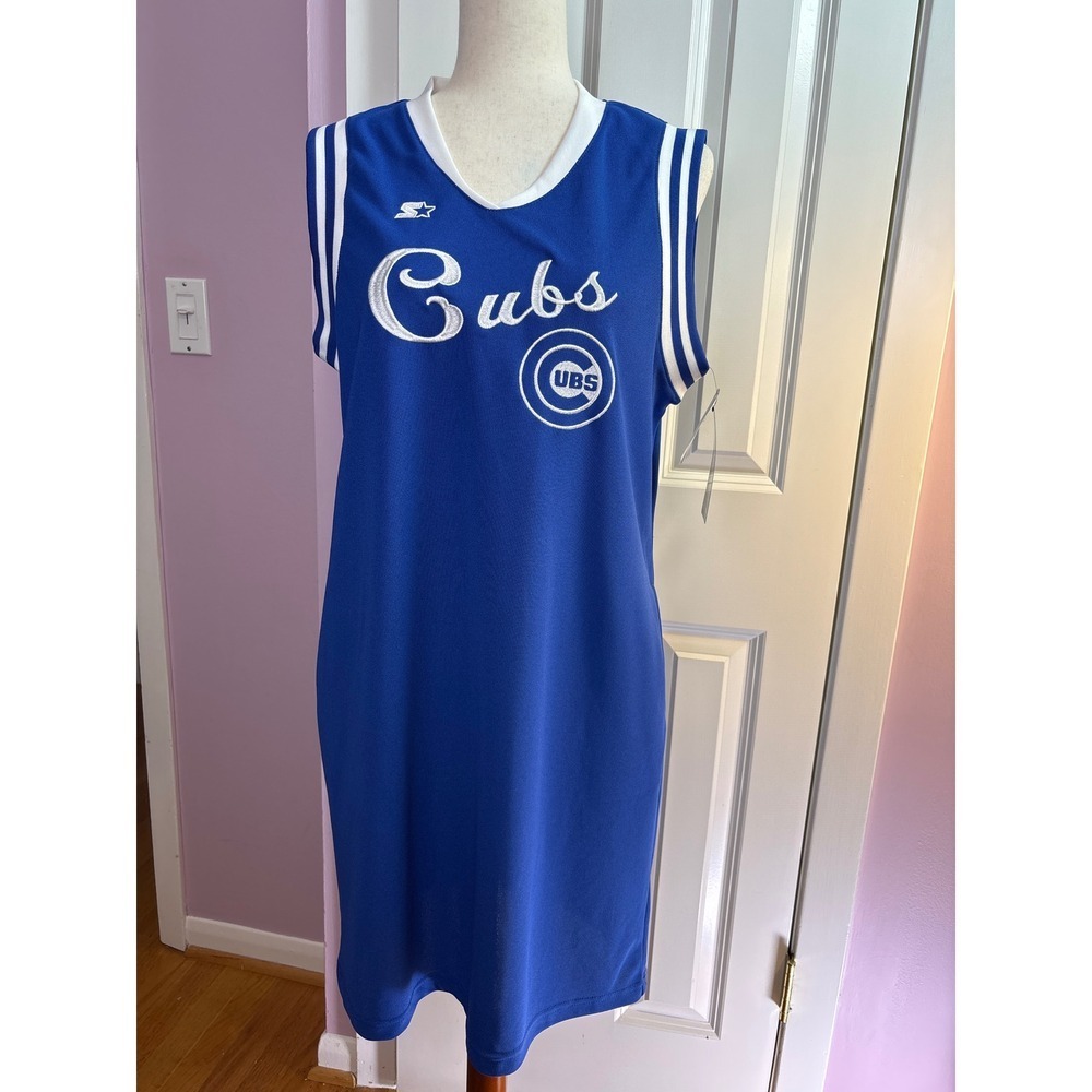 Starter MLB Chicago Cubs Jersey‎ Dress Blue Sleeveless V-Neck 9SJ50X22 Womens M